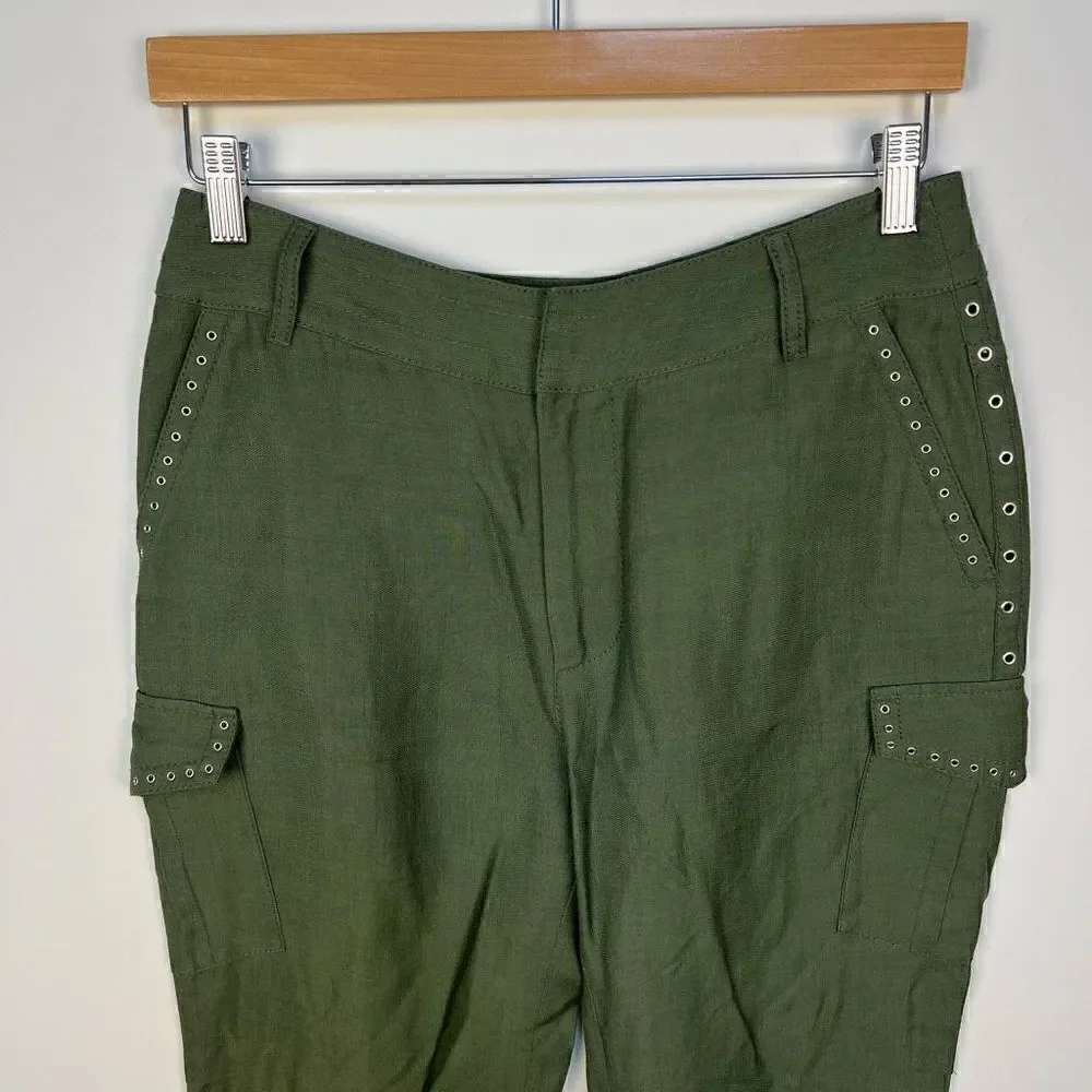 Derek Lam 10 Crosby Easy Cargo Pants w Grommets Utility Military Green size 2